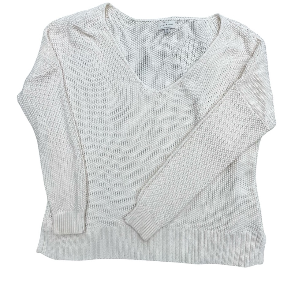 Lucky Brand White V-Neck Sweater Medium